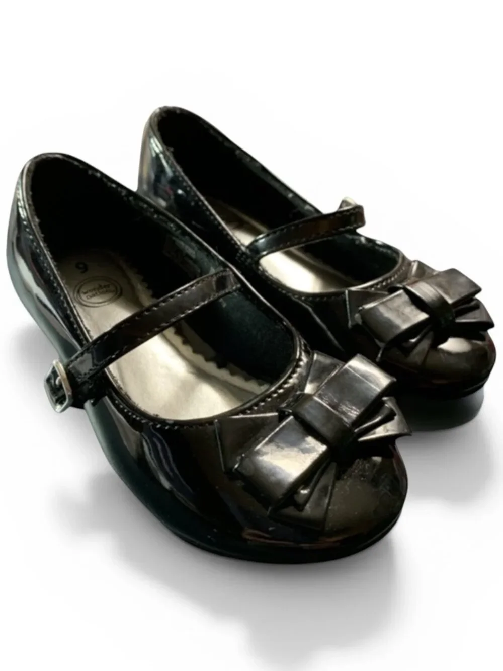 Wonder Nation Girl's Size 9 Black Patent Wedges